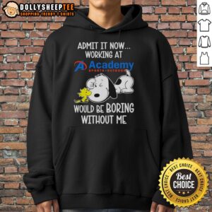 Alt Text: Funny Snoopy and Woodstock hoodie by Academy Sports Outdoors with 'Life Would Be Boring Without Me' slogan.
