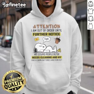 Funny Snoopy hoodie with 'Out of Order' message, perfect for those needing a break from people, featuring a playful design.