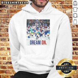 Team USA Men's Ice Hockey 2026 Winter Olympic Champions Moment Hoodie showcasing vibrant design and team spirit.