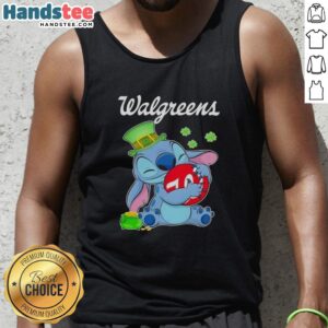 Premium Stitch St. Patrick's Day hug tank top featuring the Walgreens logo, perfect for festive celebrations.