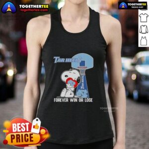 Alt Text: Official Peanuts Snoopy Forever Win or Lose North Carolina Tar Heels Basketball Tank Top for fans.