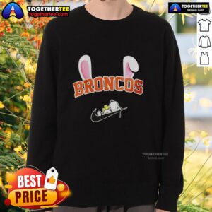 Good Denver Broncos X Snoopy Happy Easter Sweatshirt featuring colorful graphics for fans celebrating Easter.