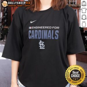 Official Engineered for St. Louis Cardinals MLB Ladies Tee featuring team logo and stylish design for female fans.
