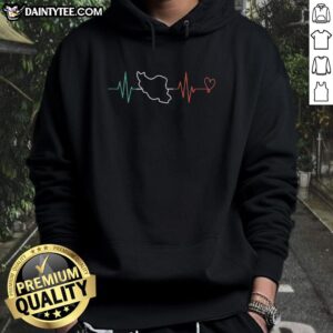 Premium Iran Map Heartbeat Hoodie showcasing a stylish design featuring the outline of Iran in a heartbeat graphic.
