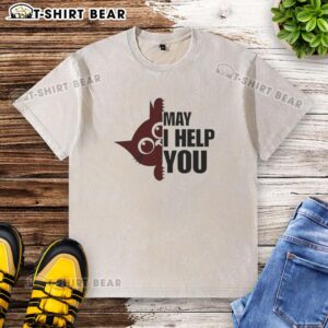 Top Cat May I Help You washed t-shirt featuring a playful cartoon design in vibrant colors.