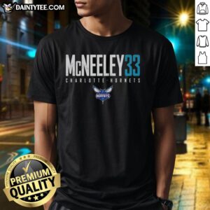Hot Liam Mcneeley 33 Charlotte Hornets Elite T-Shirt showcasing vibrant team colors and stylish design for fans.