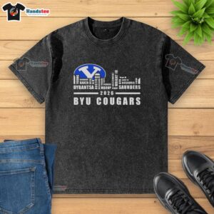 2026 BYU Cougars skyline washed t-shirt featuring city design, perfect for fans showcasing team spirit.
