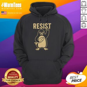 Good Penguins Resist Hoodie featuring playful penguin design, perfect for cozy warmth and winter fashion.