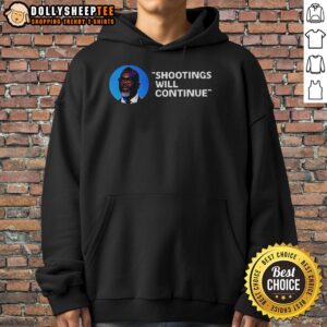 Brandon Johnson hoodie featuring quote on shootings, highlighting Chicago's ongoing violence and community concerns.