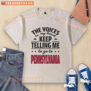 Funny 'The Voices In My Head' washed t-shirt featuring quirky design, perfect for casual wear and Pennsylvania fans.