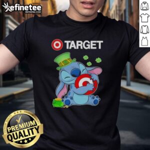 Official Stitch With St Patricks Hug Target Logo T-Shirt featuring a festive design perfect for St. Patrick's Day celebrations.