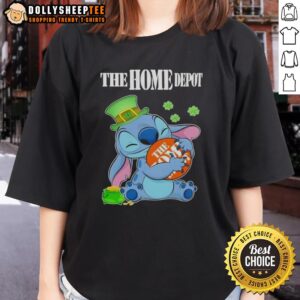 Top Stitch St. Patrick's Day Hug Home Depot Logo Ladies Tee, featuring festive green design and comfortable fit.