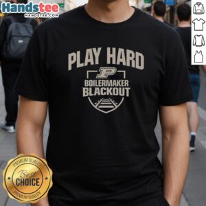 Premium Purdue Boilermakers Basketball Blackout Play Hard T-Shirt featuring bold graphics and comfortable fit for fans.