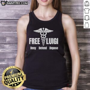 Top Free Luigi Deny Defend Depose Tank Top featuring a bold graphic design for casual and trendy summer outfits.