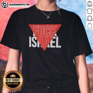 Awesome Fck Israel Text Ladies Tee featuring bold typography on a stylish women's t-shirt for casual wear.