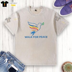 Awesome Walk For Peace Dove With Olive Branch Message T-Shirt - Image 2