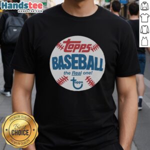 Premium Topps Baseball The Real One Raglan T-Shirt featuring vintage design and comfortable fit for baseball fans.