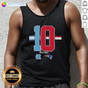 Official Drake Maye 10 New England Patriots x North Carolina Tar Heels logo tank top featuring a stylish design.