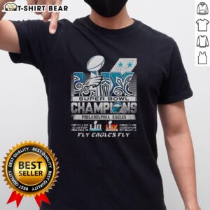 Awesome Philadelphia Eagles Super Bowl LIX Champions Fly Eagles Fly T-Shirt showcasing team pride and victory in vibrant colors.