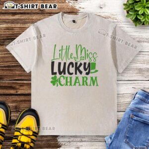 Official Little Miss Lucky Charm washed t-shirt featuring a vibrant design and comfortable fit for casual wear.