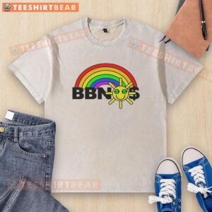 Premium Bbnos Rainbow Graphic Washed T-Shirt featuring a vibrant rainbow design on a soft fabric.
