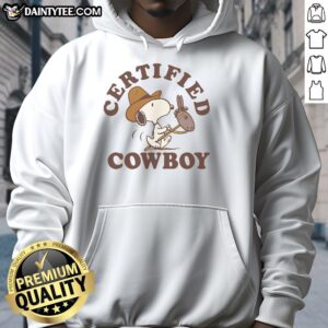 Adorable Peanuts Snoopy Certified Cowboy Hoodie in vibrant colors, perfect for fans of the classic comic character.
