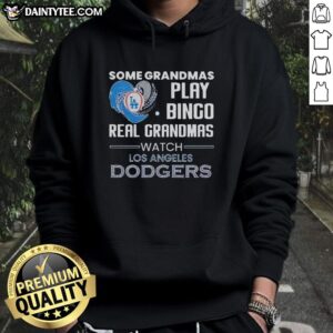 Grandmas enjoy bingo in Diamond Heart Shape Hoodie, showcasing Los Angeles Dodgers spirit and fun-filled moments.