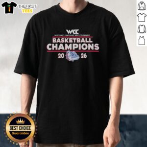 Funny Gonzaga Bulldogs WCC 2026 Basketball Champions T-Shirt featuring a playful design celebrating the team's victory.