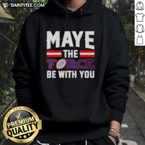 Drake Maye wearing a stylish New England Patriots hoodie featuring 'The Force Be With You' design.