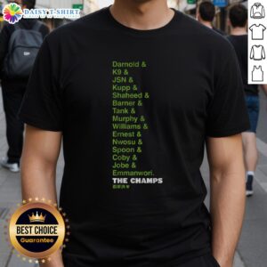 Original Seattle Football Champs List T-Shirt featuring team names and a bold design celebrating Seattle's football history.
