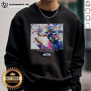 Nice Kenneth Walker III Seattle Seahawks NFL Flash Features Super Bowl LX sweatshirt in team colors.