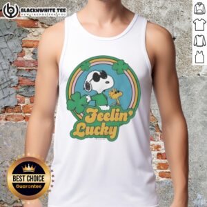 Pretty Peanuts Shamrock Feeling Lucky Tank Top featuring a vibrant design for St. Patrick's Day celebrations.