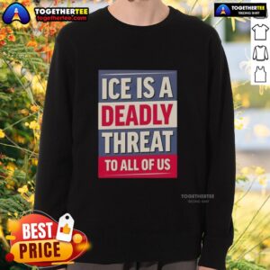 Hot Ice Is A Deadly Threat To All Of Us sweatshirt featuring bold text design on a cozy, casual garment.
