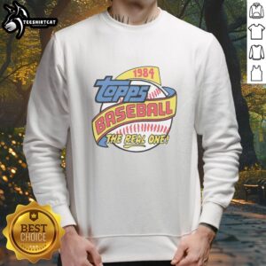 Premium Topps Baseball 1984 Raglan Sweatshirt featuring vintage design and comfortable fit, perfect for baseball fans.