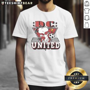 Hot Peanuts Snoopy X D.C. United T-Shirt featuring playful Snoopy design and team logo, perfect for fans and casual wear.