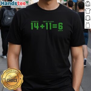 Official Sam Darnold & Jaxon Smith-Njigba 14 + 11 = 6 T-Shirt featuring player graphics and team colors.