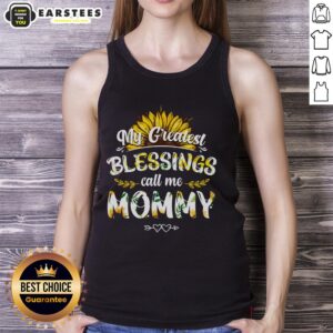 Good My Greatest Blessings Call Me Mommy flower tank top for moms, perfect for casual wear and celebrating motherhood.