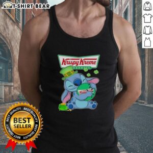 Pretty Stitch tank top featuring the Krispy Kreme logo, perfect for a Happy St. Patrick's Day celebration.