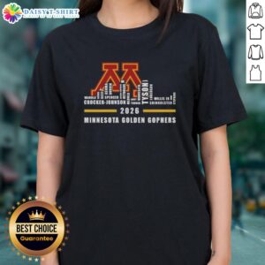 Premium 2026 Minnesota Golden Gophers All Names City Skyline Ladies Tee featuring stylish design and team colors.