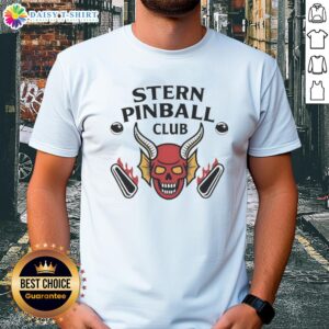 Awesome Stern Pinball Club Hellfire Club T-Shirt featuring a vibrant design and logo for pinball enthusiasts.