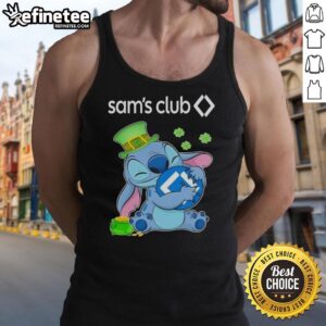 Official Stitch with St. Patrick's Hug tank top featuring Sam's Club logo, perfect for festive celebrations.