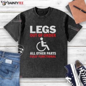 Awesome legs out of order graphic on washed t-shirt, showcasing a unique design for fun and quirky fashion lovers.