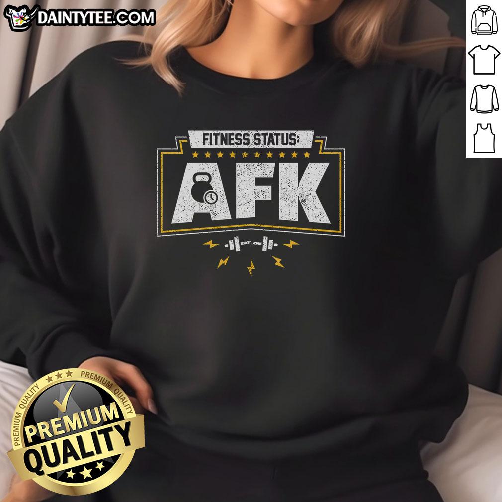 funny-fitness-status-afk-gym-humor-sweatshirt Funny fitness sweatshirt with 'AFK Gym Humor' design, perfect for gym lovers who enjoy a humorous take on workouts.