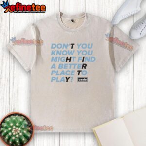 Awesome Oasis washed t-shirt featuring playful design, perfect for casual outings and comfortable wear.