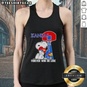 Premium Peanuts Snoopy Forever Win or Lose Kansas Jayhawks Basketball Tank Top featuring vibrant graphics and a sporty design.