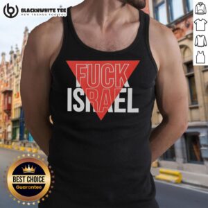 Awesome F*ck Israel text tank top design in bold letters, perfect for making a statement in casual wear.
