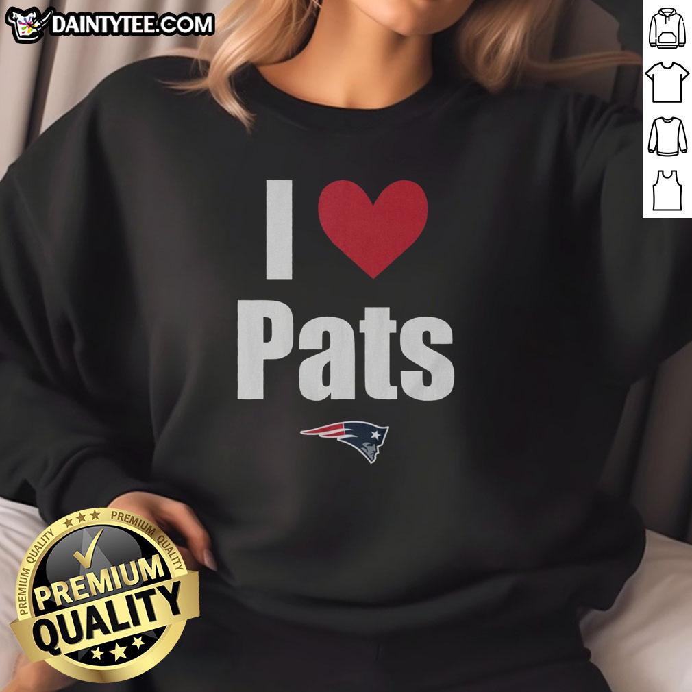 good-new-england-patriots-i-heart-pats-sweatshirt Alt Text: Cozy I Heart Pats sweatshirt featuring New England Patriots logo, perfect for fans supporting their team.