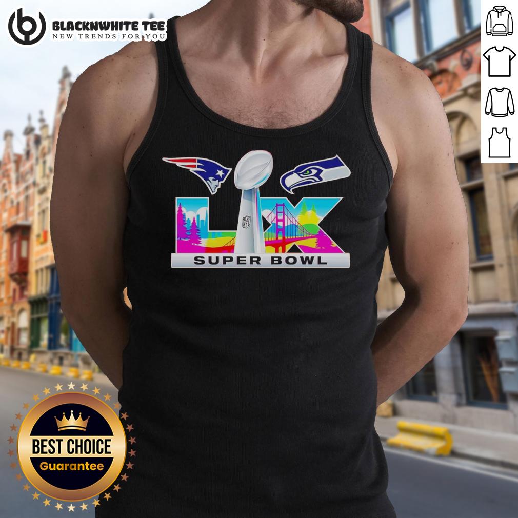 Good New England Patriots Vs Seattle Seahawks Super Bowl Lix Logo Tank Top Good New England Patriots vs Seattle Seahawks Super Bowl LIX logo tank top featuring vibrant team colors and design.