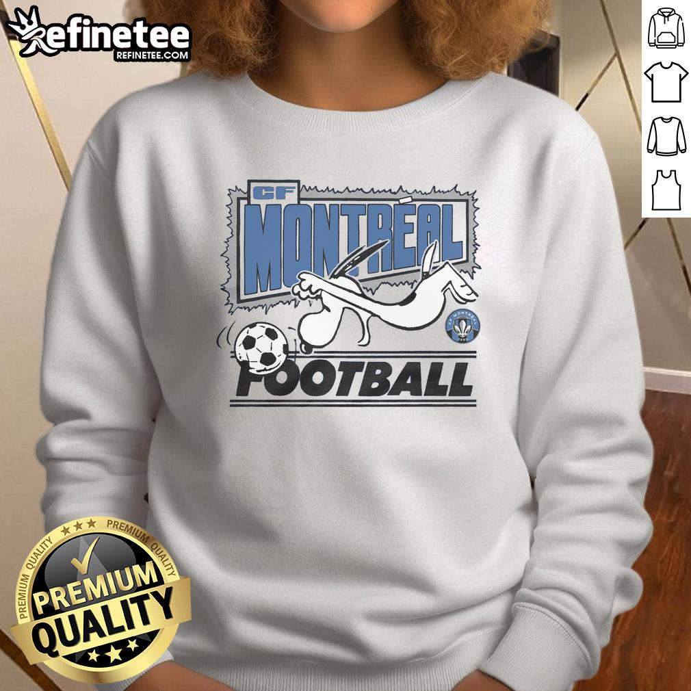 good-peanuts-snoopy-x-cf-montreal-sweatshirt Good Peanuts Snoopy x CF Montreal sweatshirt featuring colorful design of Snoopy and team logo on soft fabric.