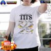 Funny meme T-shirt featuring a sparrow with the text 'Good Stop Staring At My Tits' for bird lovers and humor fans.
